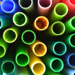the ends of stacked multicolor tubing